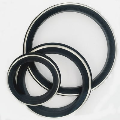 Sello de unión de martillo negro NBR HNBR FKM PTFE resistente al aceite y al calor y a los químicos con respaldo de acero inoxidable