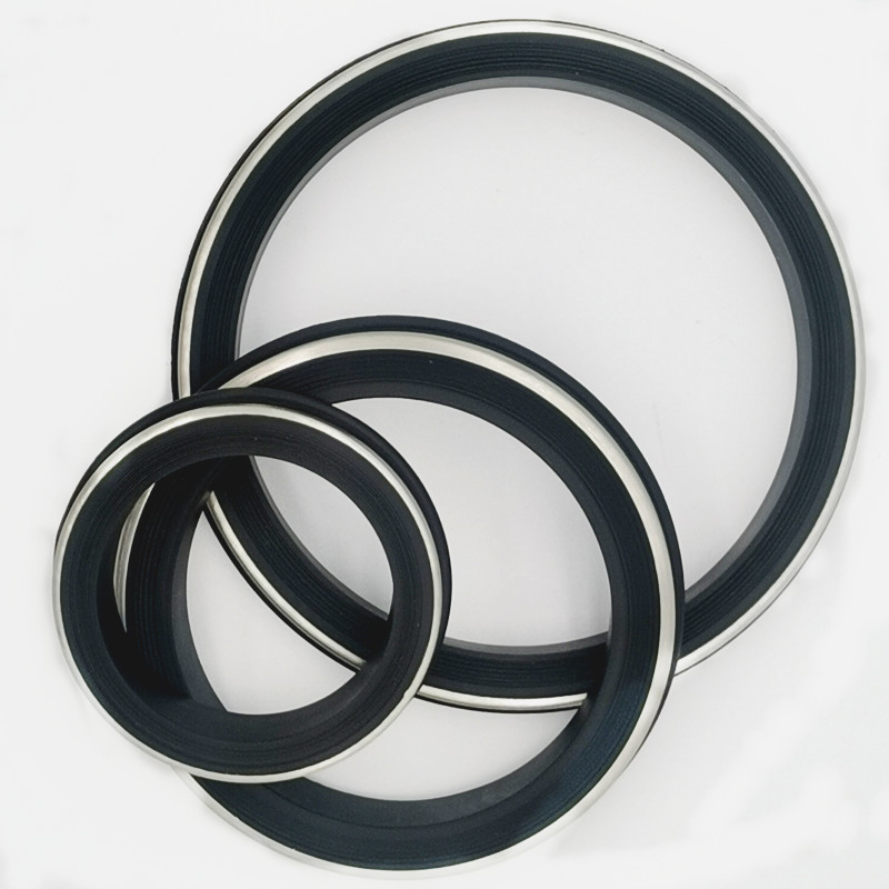 Sello de unión de martillo negro NBR HNBR FKM PTFE resistente al aceite y al calor y a los químicos con respaldo de acero inoxidable
